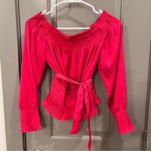 Express Off the Shoulder Smocked Wrap Top - Size M
